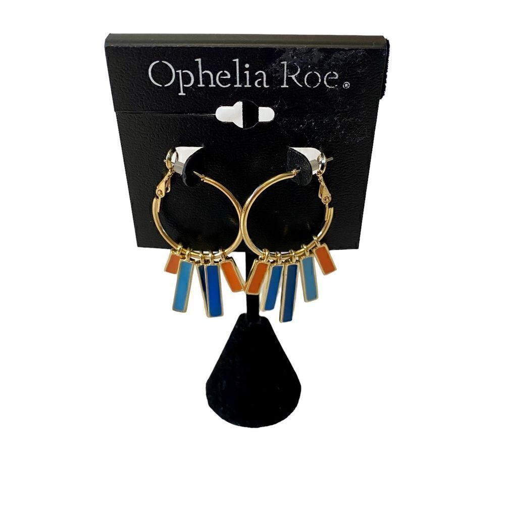 Ophelia Roe Gold Toned Multi-Colored Hoops w/ Metal Fringe. Very Cute.